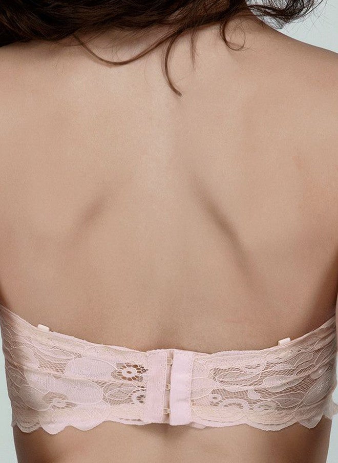 PRIZO Women Floral Self Design Strapless Lightly Padded All Day Comfort Lace Bandeau Bra - Image 3